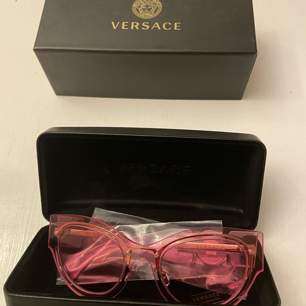 VERSACE CAT EYE PINK TRANSPARENT SHADES - Picture 2 of 4
